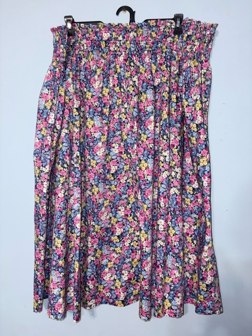 3x old navy 100% cotton Prarie cottage girly Floral Smocked Waist Midi Skirt